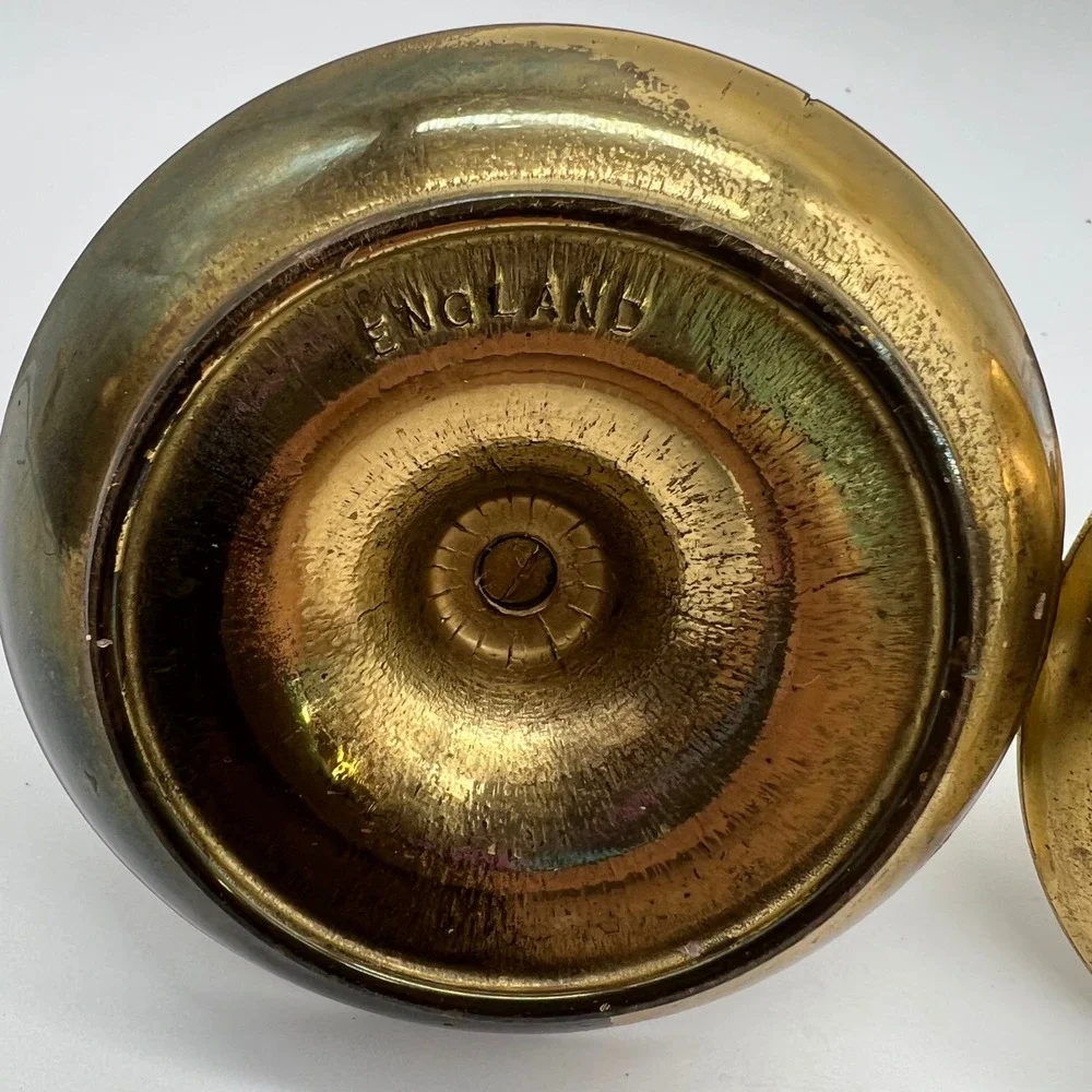Antique English Brass Chamberstick Candle Holders Pair Stamped England c. 1890